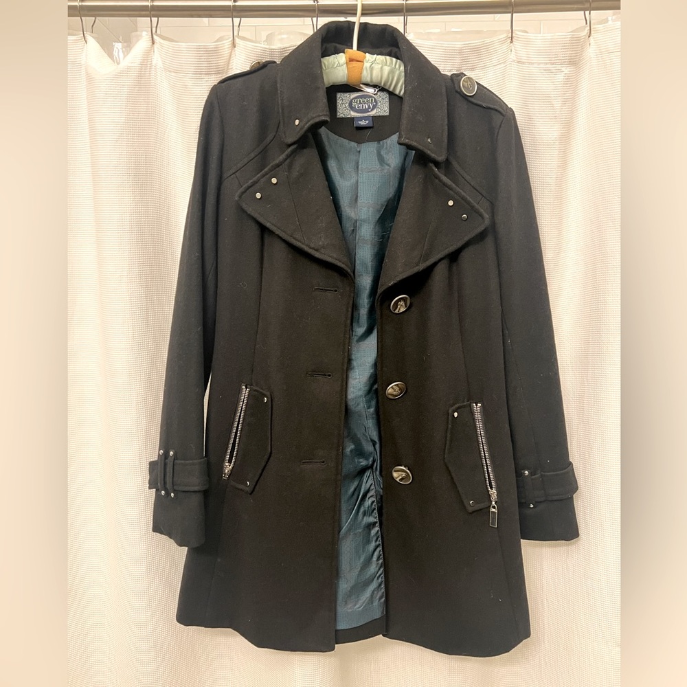 Green Envy Black Pea Coat